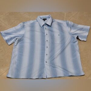 George Men’s Light Blue & White Striped Short-Sleeve Button-Down Shirt XL/ XG